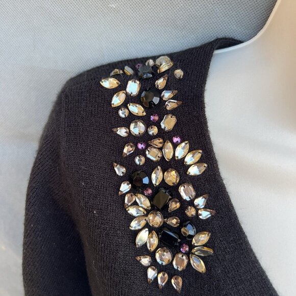 Jaclyn Smith Black Rhinestone Sweater Pullover Size S V-Neck Long Sleeves - Picture 4 of 5